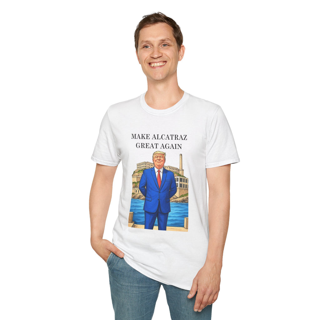 Make Alcatraz Great Again T-Shirt, Unisex Political Humor Tee, Fun Gift for Election Season, Vintage Style Gift, Casual Wear for Fans