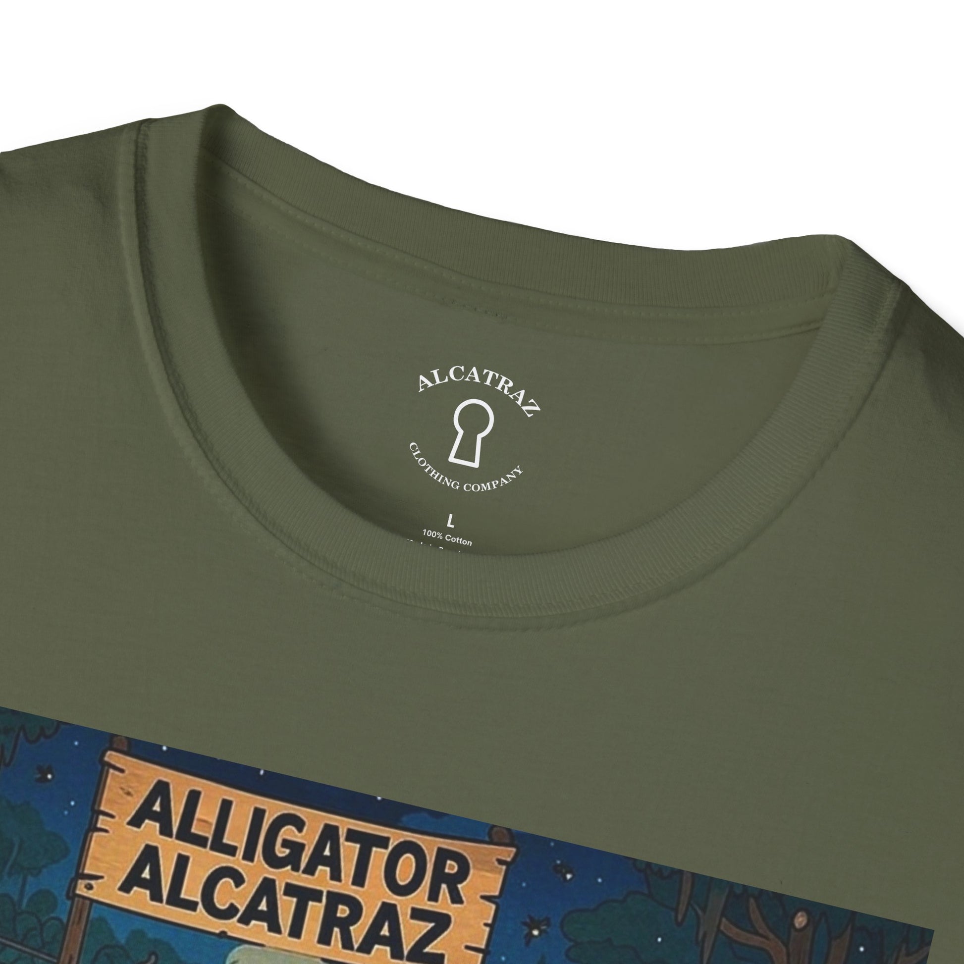 Raza Alligator Alcatraz T-Shirt, Campfire Graphic Tee Outdoor Adventure Shirt, Boots and belts