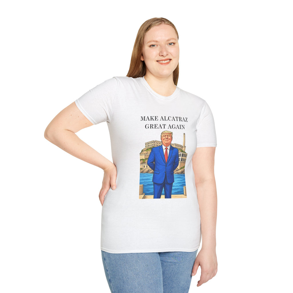 Make Alcatraz Great Again T-Shirt, Unisex Political Humor Tee, Fun Gift for Election Season, Vintage Style Gift, Casual Wear for Fans